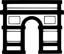 Mark 531: Triumphal arch with a wide opening and a banded top. Architecture, designed by Syozi Murao for Paris Industrial Arts. Trademarks & Symbols Vol. 2, Kuwayama, 1973.