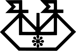 Mark 536: Hexagonal hull with two masts and pennant flags and a small flower mark. Architecture, designed by Benno Wissing for Aviso N.V.S.A. Trademarks & Symbols Vol. 2, Kuwayama, 1973.