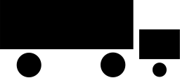 Mark 538: Simple black truck with a large box and round wheels. Conveyances, designed by Lilly Fritz. Trademarks & Symbols Vol. 2, Kuwayama, 1973.