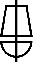 Mark 541: Ship drawn as a hull and a trapezoid sail on crossing masts. Conveyances, designed by Studio Boqgeri. Trademarks & Symbols Vol. 2, Kuwayama, 1973.