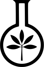Mark 561: Round flask with a sprouting plant drawn in white. Tools, designed by Randall R.Roth for Bio-Toxicological Research Inc. Trademarks & Symbols Vol. 2, Kuwayama, 1973.