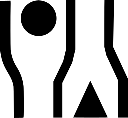 Mark 564: Bottle necks in thick line with a dot and a small triangle. Tools, designed by Ryoichi Yamashiro. Trademarks & Symbols Vol. 2, Kuwayama, 1973.