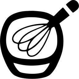 Mark 569: Whisk resting in a bowl, both drawn in bold black line. Tools, designed by Michael Russell & Allied Industrial Designers Ltd. for Lyons Bakery. Trademarks & Symbols Vol. 2, Kuwayama, 1973.