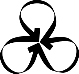 Mark 578: Three ribbon loops turning around a centre with arrow tips pointing in. Tools, designed by Theodore Stamatakis for Belle épine. Trademarks & Symbols Vol. 2, Kuwayama, 1973.