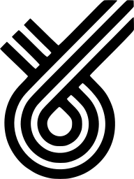 Mark 584: Striped ribbon looping around itself and ending in a diagonal sweep. Tools, designed by Robert Miles Runyan. Trademarks & Symbols Vol. 2, Kuwayama, 1973.