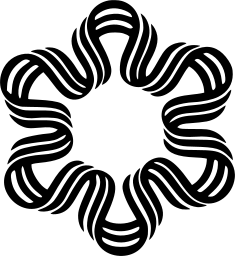 Mark 588: Ring of looping braided cord forming a six sided wreath. Tools, designed by Yusaku Kamekura for Project. Trademarks & Symbols Vol. 2, Kuwayama, 1973.