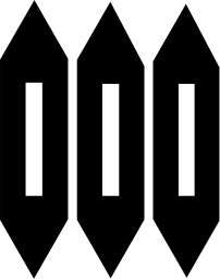Mark 596: Three pointed weaving shuttles in a row. Tools, designed by Curt Dahlen for Rydboholms AB. Trademarks & Symbols Vol. 2, Kuwayama, 1973.