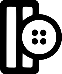 Mark 602: Four hole button beside a pair of striped bars in a rounded frame. Tools, designed by Josef Autherid. Trademarks & Symbols Vol. 2, Kuwayama, 1973.