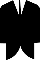Mark 605: Plain black jacket with wide shoulders and a centre slit. Tools, for Teijin. Trademarks & Symbols Vol. 2, Kuwayama, 1973.