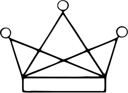 Mark 614: Wire thin crown with crossing bars and small ring tips. Tools, designed by Goetz Neucke. Trademarks & Symbols Vol. 2, Kuwayama, 1973.