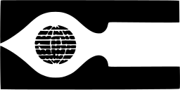 Mark 626: Eye containing a globe, in white on a black bar with pincer shapes. Tools, designed by Jupp Ernst for Symbol for the International Exhibition of Canadian Commercial Art. Trademarks & Symbols Vol. 2, Kuwayama, 1973.