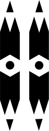 Mark 631: Two upright pencils sharpened at both ends with a hexagon in the middle. Tools. Trademarks & Symbols Vol. 2, Kuwayama, 1973.