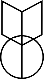Mark 640: Open book outline above a thin circle. Tools, designed by Andreas Lerner for Reading Circle. Trademarks & Symbols Vol. 2, Kuwayama, 1973.