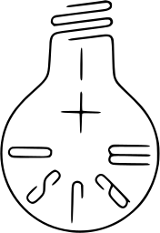 Mark 656: Light bulb outline with spaced letters arranged around a small cross. Tools, designed by A Student of Kungstgewerbeschule Basel for Osram Lampen Nn. Trademarks & Symbols Vol. 2, Kuwayama, 1973.