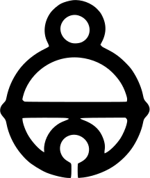 Mark 679: Round jingle bell with a loop on top and a slot at the base. Tools, for Gebr Schellenberg. Trademarks & Symbols Vol. 2, Kuwayama, 1973.