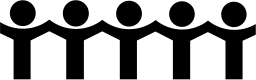 Mark 69: Row of five round headed figures joined by their outstretched arms. Human figures, designed by Toru Sawamura. Trademarks & Symbols Vol. 2, Kuwayama, 1973.