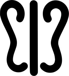 Mark 708: Two pairs of mirrored S hooks with a straight bar between them. Tools, for Kawashima Textile Mills. Trademarks & Symbols Vol. 2, Kuwayama, 1973.