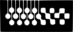 Mark 717: Black rectangle of hanging round dots and a checkered strip. Tools, designed by Morton Goldsholl Design Assoc. for Munising Paper Company. Trademarks & Symbols Vol. 2, Kuwayama, 1973.