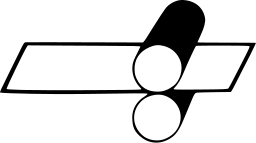 Mark 721: Two cylinder rollers pressing a flat sheet drawn in thin line. Tools, designed by Tom Schell. Trademarks & Symbols Vol. 2, Kuwayama, 1973.