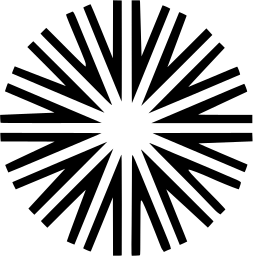 Mark 741: Dense starburst of long wedge shaped rays in a circle. Heavenly bodies, for Ilford. Trademarks & Symbols Vol. 2, Kuwayama, 1973.