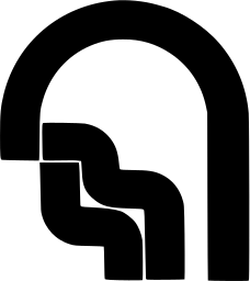 Mark 75: Profile head built from an arched band and two stepped blocks inside. Faces, designed by Don Shanosky & Roger Cook for Smith, Kline & French Laboratories. Trademarks & Symbols Vol. 2, Kuwayama, 1973.