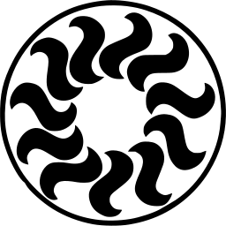 Mark 751: Ring of wavy rays forming a sun inside a thin circle. Heavenly bodies, designed by L. Sturne for La Rinascente/UPIM. Trademarks & Symbols Vol. 2, Kuwayama, 1973.