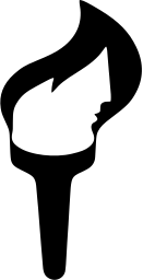 Mark 76: Torch whose flame contains a white profile face. Faces, designed by Robert R.Overby for American Civil Liberties Union of Southern California. Trademarks & Symbols Vol. 2, Kuwayama, 1973.