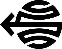 Mark 767: Arrow pointing left from a globe made of curving lines. Heavenly bodies, designed by Franc Wilson for Western International Travel. Trademarks & Symbols Vol. 2, Kuwayama, 1973.