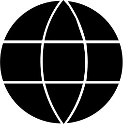 Mark 768: Black globe with white meridian and equator lines. Heavenly bodies, for Japan Living Cooperation Association. Trademarks & Symbols Vol. 2, Kuwayama, 1973.