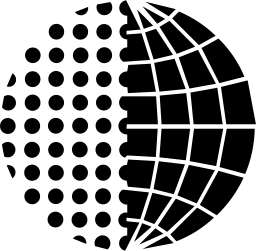 Mark 775: Globe half drawn with grid lines and half with a field of dots. Heavenly bodies, designed by Bill Hyde for Lucky International Open Golf Tournament. Trademarks & Symbols Vol. 2, Kuwayama, 1973.