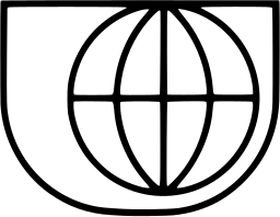 Mark 779: Globe of meridians inside a U shaped outline. Heavenly bodies, for Heibon Publishing Co. Trademarks & Symbols Vol. 2, Kuwayama, 1973.