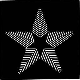 Mark 787: White star made of fine chevron lines on a black square. Heavenly bodies, designed by Felix Beltran for Camara de Comercio. Trademarks & Symbols Vol. 2, Kuwayama, 1973.