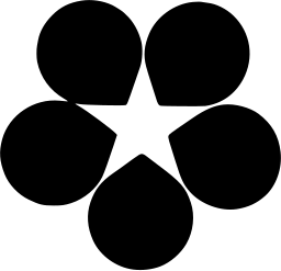Mark 789: Five round drop shapes whose gap forms a white star. Heavenly bodies, designed by G. Dean Smith for U.S. Air Force. Trademarks & Symbols Vol. 2, Kuwayama, 1973.