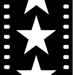 Mark 790: White star on a perforated black film strip. Heavenly bodies, designed by Chermayeff & Geismar Associates for American Film Institute. Trademarks & Symbols Vol. 2, Kuwayama, 1973.