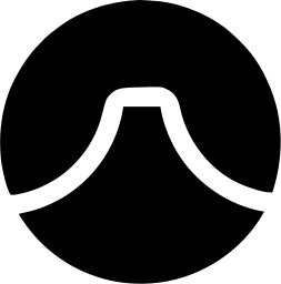 Mark 793: Mountain peak drawn by a single white line inside a black disc. Minerals, for Tosho Printing Co. Trademarks & Symbols Vol. 2, Kuwayama, 1973.