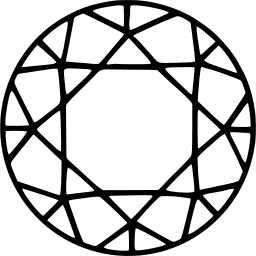 Mark 799: Brilliant cut diamond seen from above in thick facet lines. Minerals, for Mitsukoshi. Trademarks & Symbols Vol. 2, Kuwayama, 1973.