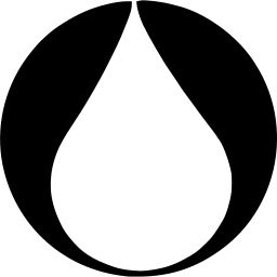 Mark 809: Tall white teardrop cut into the lower half of a black disc. Minerals, for Hosuien. Trademarks & Symbols Vol. 2, Kuwayama, 1973.