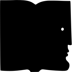 Mark 82: Open book whose right edge forms a head in profile with a single white eye. Faces, designed by Robert R.Overby for Great Books Foundation. Trademarks & Symbols Vol. 2, Kuwayama, 1973.