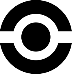 Mark 821: Black dot inside a thick ring split by two white slots. Circles, for Kantonspolizei Zürich. Trademarks & Symbols Vol. 2, Kuwayama, 1973.