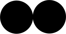 Mark 823: Two solid circles touching side by side. Circles, designed by Geoffrey Lee for Simcita Ltd. Trademarks & Symbols Vol. 2, Kuwayama, 1973.