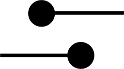 Mark 824: Two dots on thin lines running in opposite directions. Circles, designed by Otl Aicher for Schlaginstrumentfabrik Johannes Link. Trademarks & Symbols Vol. 2, Kuwayama, 1973.