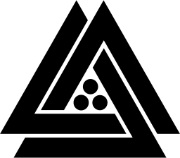 Mark 829: Nested triangular bands folded together around three small dots. Circles, designed by Chermayeff & Geismar Associatiates for U.S. National Park Service. Trademarks & Symbols Vol. 2, Kuwayama, 1973.