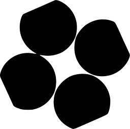 Mark 831: Five rounded blobs arranged in a turning ring. Circles, designed by Takeshi Ohtaka for Osaka Art Festival. Trademarks & Symbols Vol. 2, Kuwayama, 1973.