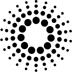 Mark 835: Hollow burst of dots in rings and rays shrinking outward. Circles, designed by Tomoko Miho+George Nelson & Company Inc. for Everbrite Electric. Trademarks & Symbols Vol. 2, Kuwayama, 1973.