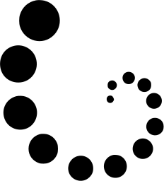Mark 838: Row of dots spiralling inward and getting smaller. Circles, designed by Max Huber for Casino Taormina. Trademarks & Symbols Vol. 2, Kuwayama, 1973.