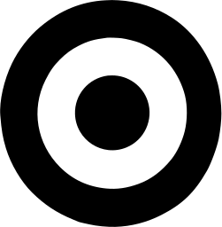 Mark 841: Bullseye of a black dot in a white ring inside a black disc. Circles, for Nippon Suisan. Trademarks & Symbols Vol. 2, Kuwayama, 1973.