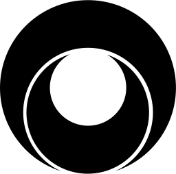 Mark 843: White circle sitting in a thin crescent ring inside a black disc. Circles, designed by Kurt Weidemann for Roland Heiler. Trademarks & Symbols Vol. 2, Kuwayama, 1973.