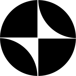 Mark 849: Black disc divided into four quadrants with curved white cuts. Circles, designed by Hansruedi Widmer+Devico AG for Internationale Union für Geodäsie und Geophysik. Trademarks & Symbols Vol. 2, Kuwayama, 1973.