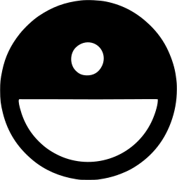 Mark 852: Black disc with a dot above a wide white smile bowl. Circles, designed by Clar Werburg. Trademarks & Symbols Vol. 2, Kuwayama, 1973.