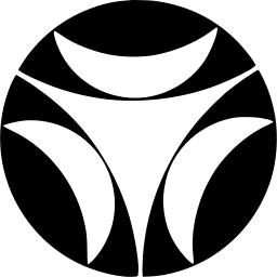 Mark 856: Black disc with three curved white blades and a crescent at its top. Circles, designed by Tai-Shing Jiang for Yung-Kuang Perfumery Company. Trademarks & Symbols Vol. 2, Kuwayama, 1973.